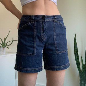 90s retro dark wash denim shorts